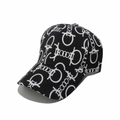 Casquette de baseball pour femme avec imprimé chaîne noir et blanc et pare-soleil - M (56-58cm) / Noir