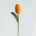 Handmade crochet orange tulip bouquet with green knitted leaves and stem for home decor - Orange Closed Tulip