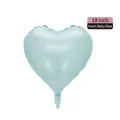 Light blue 18-inch heart-shaped foil balloon with metallic finish for party decor - 18-inch Heart Baby Blue