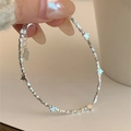 Silver bead bracelet with five star charms and heart extender for a trendy female style - Five-star Silver Style (SL1441)
