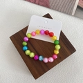 Colorful faceted acrylic bead bracelet for girls on a jewelry display card - 43# Faceted Bead Bracelet