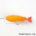 Realistic tempura shrimp food model toy measuring 7cm in golden fried texture finish - Thin Tempura Shrimp - No Buckle Model