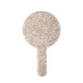 Specchio a mano scintillante decorato con strass champagne e impugnatura in argilla - Rotondo / Bianco