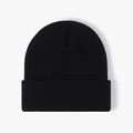 Classic black knitted beanie hat with thick double-layer thermal fabric for winter warmth - 4-Seam Black
