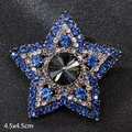 Star-shaped brooch with navy blue and clear rhinestones on a black background - Shiny Blue Five-Pointed Star