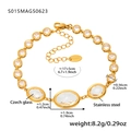 Detail view of Czech glass anklet with dimensions, weight and stainless steel material info - Oval / 17+5cm / Gold White