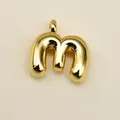 Polished 3D gold-tone lowercase m letter pendant for personalized jewelry DIY crafting - Letter M