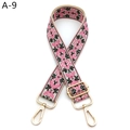Macro shot of colorful floral embroidery strap with golden metal lobster clasps - A-9 Khaki Pink Green