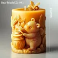 Detailed 100mm honey bear silicone mold for making 3D beeswax candles and soaps - Bear A ZL-943