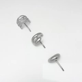 Macro view of three silver stud earrings featuring mesh, ring, and bean shapes - 3-Piece Stud Earring Set / Silver