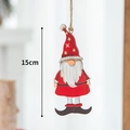 Handcrafted wooden Christmas gnome ornament with red star hat and 15cm height detail - Christmas Bearded Gnome Ornament