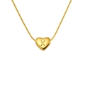 Golden titanium steel heart pendant necklace with engraved letter X on a snake chain - Letter X (Snake Chain)