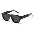 Occhiali da sole quadrati oversize neri con borchie triangolari in metallo argento - Nero Lucido/Lenti Grigie