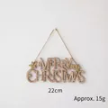 22cm wooden Merry Christmas sign with gold stars and jute rope for holiday door hanging - 22cm Gold Letter