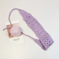 Lavender hand-crocheted floral headband with openwork knit pattern and ties - Purple Solid