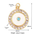 20mm gold-plated copper round pendant with turquoise eye and sparkling cubic zirconia - Gold Micro Pave Sky Blue M186842