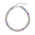 Elegant S925 sterling silver bracelet featuring colorful zircon stones in butterfly shapes - 925 Silver / Multicolor Butterfly Style (DY150249)