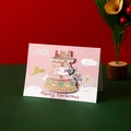 3D pop-up Christmas card featuring a pink merry-go-round with Santa and reindeer - Christmas Carousel