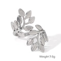 Detailed view of silver leaf branch ring showing dimensions 3.16cm and weight 3.6g - Silver Olive Leaf (HC-R30418-S)