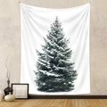 Dettaglio di un grande arazzo con albero di Natale appeso su una parete della stanza - 73X95 CM (Esportazione Spazzolato) / Albero di Natale con Neve Bianca (ZJ722-7)