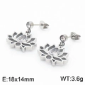 Silver lotus stud earrings with cubic zirconia stones, dimensions 18x14mm, weight 3.6g - Silver Earrings