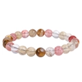 8mm multi-color natural zebra stone beaded bracelet with red and amber quartz beads - Watermelon Stone Bracelet