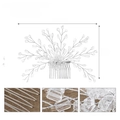 Detailed view of handmade bridal hair comb with acrylic crystals and silver wire branch - Silver HS-J6961S