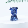 Blue crystal gravel schnauzer puppy figurine in sitting pose for home decor - 28 Kyanite Color
