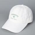 Macro-opname van witte sneldrogende honkbalpet met groen Lucky Clover borduursel - Wit