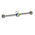 G23 titanium industrial barbell piercing with 5mm rainbow striped decorative bead center - Rainbow Enamel