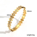 Vintage gold-plated stainless steel bangle with white zircon studs and snap closure - Gold Rivet White Zircon Style (TB7186)