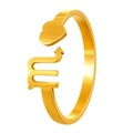 Gold Scorpio zodiac and heart charm open ring in adjustable stainless steel - Adjustable Open / Scorpio / Gold