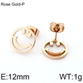 Runde hohle Smiley-Ohrstecker in Roségold-Finish mit einem Durchmesser von 12 mm - Smile Face Ohrstecker (KE84607-K) / Roségold