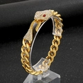 18k gold plated Cuban link bracelet with iced-out snake head and red stone eyes - Red Eyes (KB185251-MZOZ)