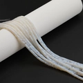 2x4mm white translucent glass tube spacer beads with rainbow finish for DIY jewelry - Opal