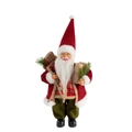 Classic 12 inch standing Santa Claus doll with red hat and green plaid shirt ornament - Red and Green Plaid Santa Claus
