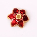 Perle fleur rouge avec bordure dorée et finition émail pour bijoux DIY style rétro - 7723 Or Rouge (6 Pétales)