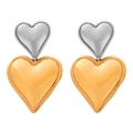 Eleganti orecchini a cuore bicolore in acciaio al titanio con finitura oro 18k e argento - Orecchini / Acciaio e Oro