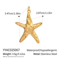 Detail view of 18K gold plated stainless steel starfish pendant with size measurements - Starfish Shape (YYAC025067)