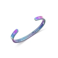 Rainbow plated stainless steel open bangle with motivational sister engraving - Sister Multicolor (B1023)