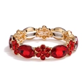 Elegant gold bracelet with red oval crystals and floral motifs on a white background - Gold Tone Dark Red Stone Style (CB0058QQ)