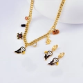 Set gioielli Halloween con ciondoli zucca, fantasma e teschio su catena oro - Collana + Orecchini