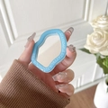 Blue irregular phone mirror stand with STAY SIMPLE STAY TRUE text held by hand - Blue