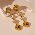 Vintage gold lion head drop earrings with crystals and geometric metal tassels for women - Golden Lion Drop Earrings (Silver Pin)