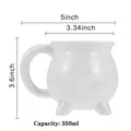 Tazza calderone in ceramica bianca con capacità da 350 ml e tre piedini - 350ml / Tazza a Calderone Bianco Puro con 3 Piedi / Bianco puro