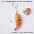 Realistic fried tempura shrimp keychain, 7cm lifelike food charm with metal ring - Ketchup Breaded Tempura Thin Shrimp (Keychain)