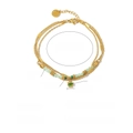 Bohemian 18K gold plated stainless steel bracelet with malachite and evil eye charm - Multilayer Green Crystal Evil Eye Style (SB040056)