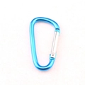 Blue D-shape aluminum carabiner keychain for outdoor activities and water bottles - Lake Blue
