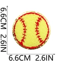 Detail showing 6.6cm softball chenille embroidery patch with gold glitter sequins - Softball Style (Size 5)