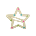 Detailed view of a star-shaped hair clip with colorful polka dots on a cream background - Style 24-White with Polka Dots